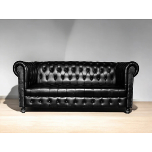 Juego de Sofás Chesterfield Americanos de Lujo para Sala de Estar, Sofás Negros Clásicos de Cuero Genuino de Primera Calidad, Sofá de 3 Plazas de Marwar Exports - Product Image 1