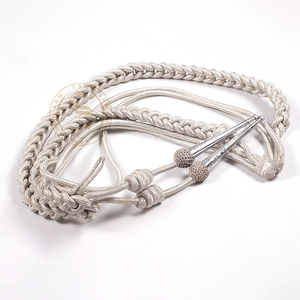 Cordones de hombro de aluminio tipo aiguillette con colgante metálico y silbato, tela 100% viscosa, equipo de uniforme personalizable, defensa personal - Product Image 3