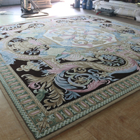 Chinese Hand Tufted Wool Aubusson Savonnerie Rug Black Blue