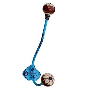 Manteau et chapeau en fonte Shabby Chic crochets lavage vert clair avec boutons en céramique mural Chic et élégant décor à la maison - Product Image 2