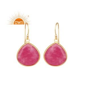 New Arrival Sterling Silver Natural <b>Red</b> Aventurine Quartz Gemstone Dangle <b>Earring</b> Custom Jewelry Manufacturer - Product Image 1