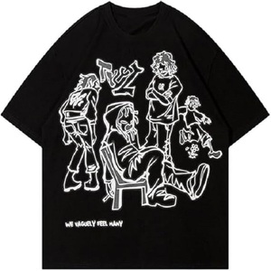 T-shirt unisexe d'été pour hommes et femmes 100% coton LOGO personnalisé T-shirt graphique surdimensionné à imprimé abstrait entièrement imprimé - Product Image 3