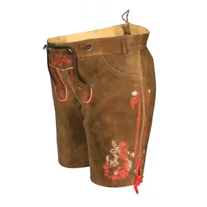 Pantalones cortos bávaros personalizados para hombre Oktoberfest Lederhosen en colores personalizados con logotipo impreso Wax Lederhosen Shorts para uso en el gimnasio - Product Image 4