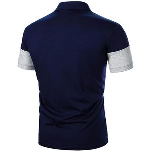 Fabricante de logotipo personalizado bordado de algodón de punto de botón de manga corta a rayas para Polo camisetas para hombres patrón sólido para Polo - Product Image 2