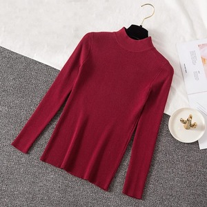 Confortable polaire pull pull mode femmes demi col roulé tricoté femme pull à manches longues hiver doux élastique Blouse - Product Image 3