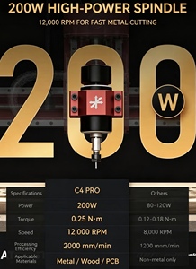 <span class=keywords><strong>C4</strong></span> Pro Router CNC per Legno, <span class=keywords><strong>Macchina</strong></span> da Taglio Laser per Carta, <span class=keywords><strong>Macchina</strong></span> da Taglio Laser CNC 3D per Cristallo, Acrilico e Metallo - Product Image 3