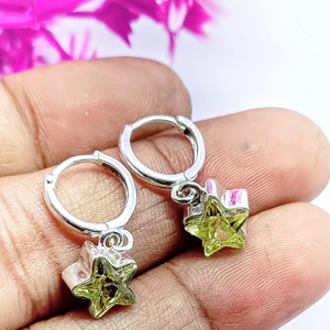 Pendientes colgantes de estrella de piedras preciosas de peridoto verde hechos a mano pendientes de gota de moda de Plata de Ley 925 regalo para ella - Product Image 5