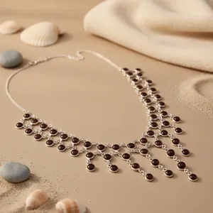 Collier pour femme en argent avec perles de culture d'eau douce brunes, plaqué or, chaînes tendance religieuses pour mariages - Product Image 1