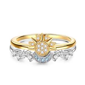 แหวนหมั้นเงินแท้ลายพระอาทิตย์และพระจันทร์ Jeulia Celestial Sun and Moon - Product Image 1