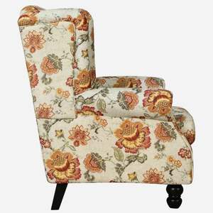Fauteuil à oreilles en tissu rouge floral moderne du Pays de Galles pour le salon - Product Image 5