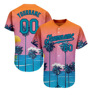 Camiseta de Béisbol para Hombre, Multicolor, con Cierre de Botones, de Spandex, para Deporte, de Secado Rápido, Antibacteriana, Digital - Product Image 1