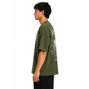 เสื้อยืดกราฟิกสีดำแบบกำหนดเองสำหรับผู้ชาย ทรงโอเวอร์ไซส์ สตรีทแวร์ ลายพิมพ์วินเทจ ผ้าฝ้าย เสื้อยืดลำลอง ฮิปฮอป แฟชั่นแนวสตรีท - Product Image 6