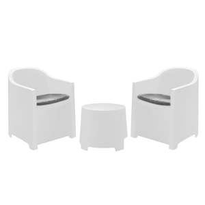 Set da salotto all'aperto in polipropilene a 2 posti con poltrone e tavolino da salotto imbottito da giardino - Product Image 1