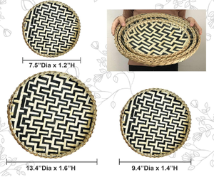 Fabrication de paniers muraux tissés en bambou faits à la main, plateaux plats peu profonds pour la décoration murale Boho, l'organisation de la cuisine et de la maison - Product Image 2