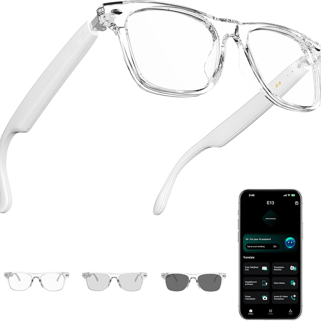 Upgraded White Frame Anti-blue Light Ai Smart Blue-tooth Glasses with Chat GPT Translation and Music Playback Hands-Free Calls