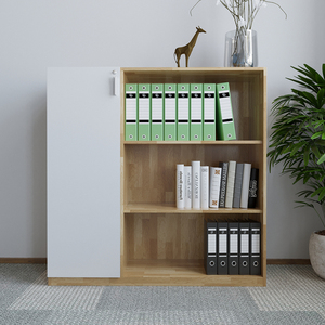 Contemporary 120x120cm 3-Tier Rubber Wood Filing Cabinet Lockable Movable Adjustable One Side Door-for Office Workshop THS68016 - Product Image 2