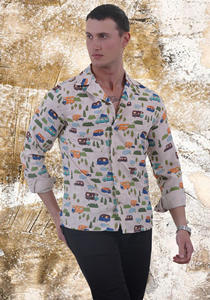 Chemise à col de camp à manches longues boutonné personnalisée OEM Chemise imprimée pour hommes de Turquie - Product Image 4