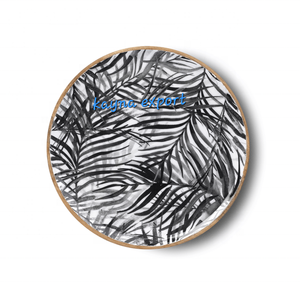 Fancy Decorative Printed Enamel Finish Bamboo <b>Serving</b> Tray Food Safe Grade Wood Tray Fruit <b>Platters</b> Handicraft Technology Home - Product Image 1