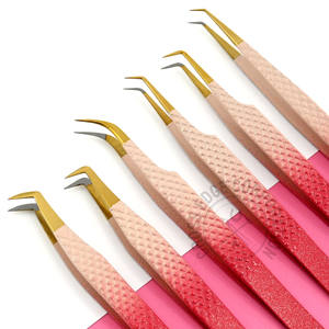 Pince à cils professionnelle pour volume, légère, isolation individuelle, extension de cils, acier inoxydable, poignée diamant, pointe en fibre antidérapante - Product Image 1