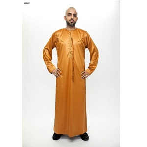 Logotipo personalizado impreso hombres Jubba Thobes Material de buena calidad directo de fábrica de talla grande azul liso Jubbah - Product Image 4