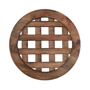 Ensemble de 2 plateaux de service en bois de forme ronde pure fabriqués à la main pour les articles ménagers plats et les hôtels. - Product Image 5