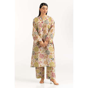 Conjunto Casual de 2 Piezas para Mujer, Color Beige, con Estampado de Rayas Zari, para Primavera/Verano, Talla XXS, Top y Pantalón - Product Image 2