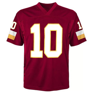 Maillot de football américain blanc personnalisé unisexe, chemise col V en maille respirante, manches courtes, impression par sublimation - Product Image 3