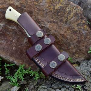 Cuchillo de hoja fija de acero de Damasco hecho a mano con Funda de cuero para cazar, acampar al aire libre, Bushcraft, regalo para hombres, compatible con OEM - Product Image 6