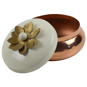 Recipiente Redondo de Metal Color Cobre Brillante para Galletas y Frutos Secos, Decoración del Hogar, Contenedor de Dulces para Uso Alimentario - Product Image 1