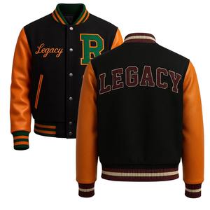 Veste universitaire personnalisée avec logo, veste de baseball pour couple, veste pour homme, manches en cuir, broderie, lettre noire, veste d'hiver - Product Image 1