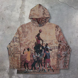 Fabricant personnalisé de vêtements en tapisserie Sweat à capuche en tapisserie tissée pour hommes Impression graphique Sweats à capuche pour hommes de haute qualité - Product Image 5