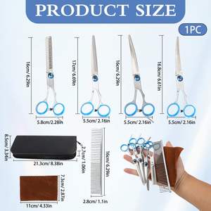 Kit de ciseaux de toilettage pour chien professionnel 4 en 1, ciseaux de sécurité et peigne en titane, acier inoxydable résistant à la rouille - Product Image 3