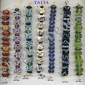 Cuentas grandes de cristal de diez colores para la fabricación de joyas de mujer, cristales de Chevron rojos, blancos y azules, cuentas de Murano TAGB - Product Image 4