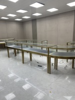 Présentoirs à bijoux en verre antivol pour kiosque de centre commercial avec éclairage LED et capteurs et système d'alarme dissimulés pour vitrine en espace ouvert