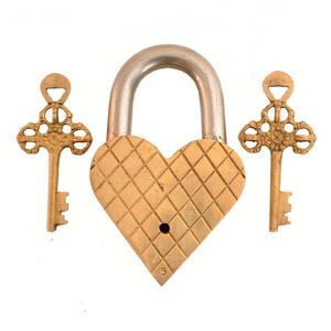 Golden Brass Heart-Shape Smart <b>Lock</b> Includes 2 Rose-Golden Skeleton <b>Keys</b> - Product Image 6