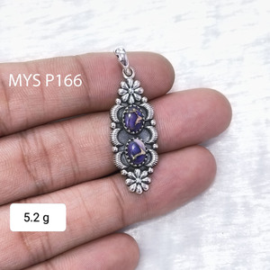 Colgante de turquesa Premium Diseño de piedras preciosas naturales 925 Joyas de plata al por mayor - Product Image 1