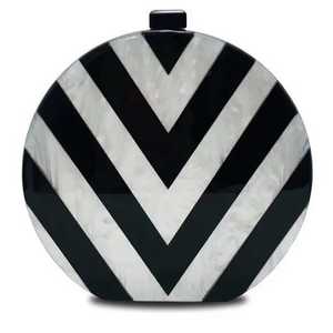 Pochette ronde noire pour femme, pochette en résine, perle plaquée or, luxe, papillon, charme solide, ensemble de pochettes pour mariage - Product Image 5