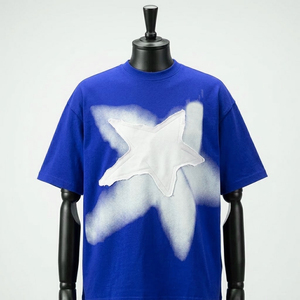 T-shirt à épaules tombantes de haute qualité en polyester/coton respirant, décontracté, avec broderie vieillie, tricoté, pour hommes, style streetwear - Product Image 4