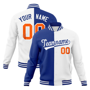 เสื้อแจ็คเก็ตเบสบอลแบบวาร์ซิตี้คุณภาพสูงสั่งทำพิเศษ น้ำหนักเบา กันน้ำ กันลม ระบายอากาศได้ดี คอเสื้อแบบคอกลม ตัดเย็บแบบต่อผ้า ลายตัวอักษร - Product Image 2