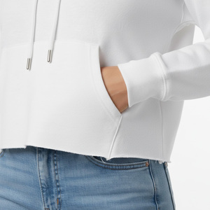 Sudadera con capucha corta frontal y cremallera de Invierno para mujer OEM proveedor de fábrica al por mayor hecho a medida 100% algodón polar ropa de calle informal - Product Image 5