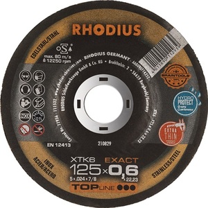 Disques de découpe EXACT D125x0.6mm Droits INOX Alésage 22.23mm RHODIUS XTK6 – Lot de 50 meules - Product Image 1