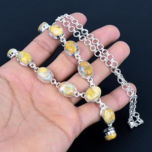 Calidad superior auténtica Plata de Ley 925 Natural Maligano Jasper cabujón bisel ajuste cadena collar mujeres joyería pesada - Product Image 3