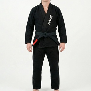 Kimono de Jiu Jitsu Negro para Hombre, Uniforme de BJJ con Impresión por Transferencia de Calor, Nombre Personalizable en la Manga Izquierda, Ropa de Artes Marciales de Algodón Resistente - Product Image 1