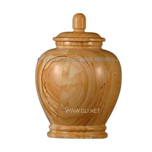 Luxury Light Beige Marble Cremation Urn Set with Natural Veins Traditional Funeral <b>Memorial</b> <b>Stone</b> Jar for Human Ashes - Product Image 5