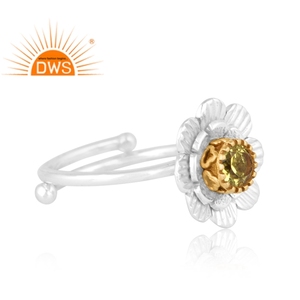 Best Selling Fine Sterling Silver Natural <b>Peridot</b> Gemstone Floral Design <b>Ring</b> Jewelry For Women Gift For Her - Product Image 3