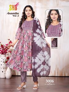 Women's Indian & Pakistani Capsule Printed Kurta With Chanderi Siburi <b>Dying</b> Set for Adults - Product Image 4