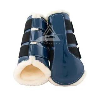 Nuovi stivali da spazzolatura per cavalli durevoli blu Navy scarpe protettive per cavalli vendita di un paio di stivali da spazzolatura stivali facili da pulire