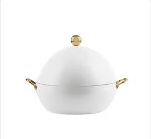 Metal Food Serving Warming in <b>White</b> Colored Elegant Premium Quality Handcrafted Casserole <b>Table</b> Top Deco Fancy Metal Hot Pots - Product Image 1