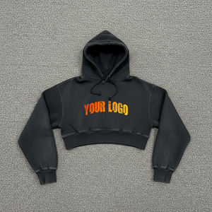 OEM/ODM Vêtements décontractés Haut court à coupe décontractée Sweats à capuche pour femmes Haute qualité 100% coton French terry Léger Gym Wear Sweat à capuche - Product Image 4