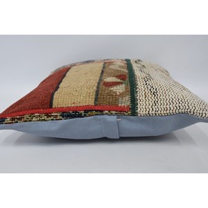 Multicolor Wool Patchwork Kantha <b>Pillow</b> 16x16 Inch Decorative Cushion Woven with Vintage Pattern - Product Image 5